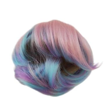 Imagem de Peruca de boneca 1/6 bjd sd cabelo colorido curto fibra de alta temperatura estilo cauda de lobo antigo conjunto de cabelo em branco