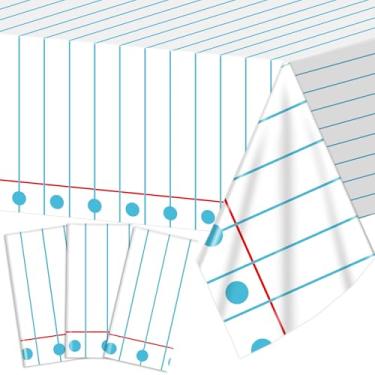 Imagem de 3 peças de toalha de mesa para festa de volta às aulas para crianças, bem-vindos de volta às reuniões escolares, grande, capa de plástico à prova d'água, para o primeiro dia de sala de aula