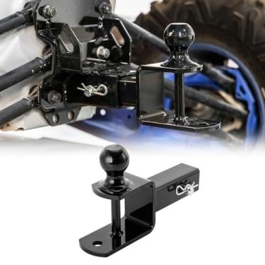 Imagem de WeiSen Suporte de esfera de reboque UTV/ATV 3 em 1 com esfera de 5 cm nominal de 1,587 kg, engate de receptor 2x2, alça de guincho e orifício de pino de 1,5 cm