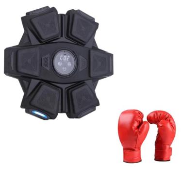 Imagem de rockible Máquina de boxe musical alvo de parede, treinamento de foco, alvo de treinamento de reação, alvo de parede de boxe eletrônico para exercícios de, Luvas Infantis Pretas