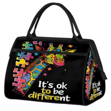Imagem de Bolsa pequena para o fim de semana para mulheres e homens, com autismo, colorida, dobrável, para viagem, bolsa esportiva leve para academia, Cor: 4, 15.2*8.3*11.6 inch, Moderno
