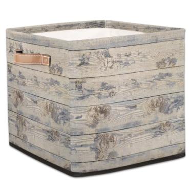 Imagem de hongjinglin Cestos dobráveis de armazenamento de cubos de madeira, caixotes dobráveis à beira-mar, brinquedo infantil com alças, organizador de tecido, cesto organizador para berçário, sala de estar