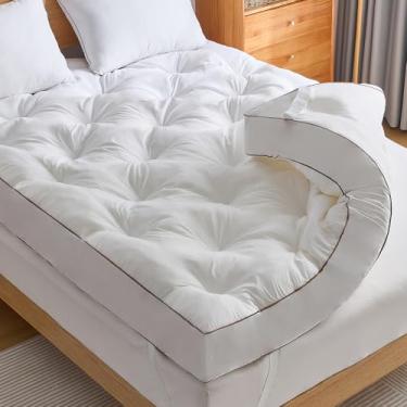 Imagem de WhatsBedding Topper de colchão de espuma viscoelástica de 10 cm tamanho completo para alívio de pressão, travesseiro extra macio e respirável com malha de ar 3D, enchimento de espuma viscoelástica