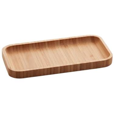 Imagem de Bandeja de Bambu Retangular, Marrom Natural, 20x10x1.5cm, Design Minimalista, Estilo Contemporâneo, Para Servir Petiscos, Material Natural