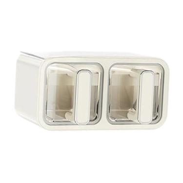 Imagem de Seasoning Box Wall Mounted Condiment Jar Spice Canisters with Spoons for Chicken Stock Powder Kitchen Counter Pantry Families, 3 Grid White(2 Grid White)