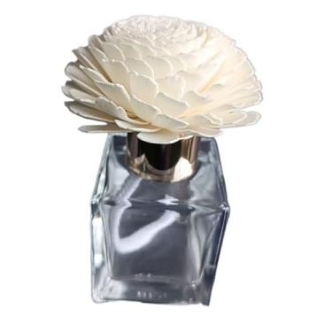 Imagem de Difusor de Ambiente Frasco de Vidro com Flor e Pétalas – Chá Branco 100ml, Aromatizador Elegante para Casa, Escritório e Presente(Somente o frasco com a flor)