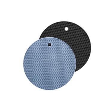 Imagem de Pacote com 2 tapetes de silicone para trivetes, tapete de secagem resistente ao calor de colmeia dupla face, almofadas quentes antiderrapantes à prova d'água para panelas, porta-copos de bancada