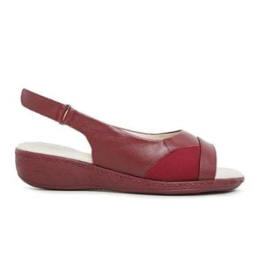 Imagem de Sandália Feminino Salto Anabela Ortopédico Macia Conforto Couro Não Faz Barulho RF187-Feminino