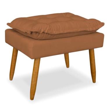 Imagem de Puff Redondo Luxo para Sala e Quarto – Banco Decorativo para Penteadeira e Descanso para os Pés(Terracota)
