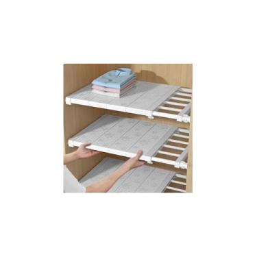 Imagem de Prateleira Inteligente Extensível, Branca, Aço Carbono e Plástico PP, 36x48-80cm Ajustável, 800g, para Armários e Despensas