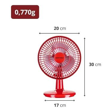 Imagem de Mini Turbo Ventilador de Mesa 20cm, 127V, Potente (Vermelho e Prata)