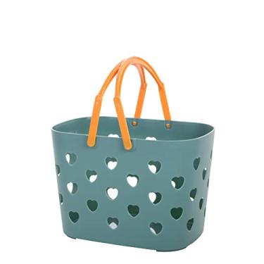 Imagem de Phefop Cesta Portátil do Caddy do Chuveiro, Tote Plástico Armazenamento Chuveiro da Grande Capacidade para o Banheiro (Azul)