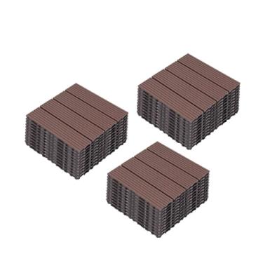 Imagem de Azulejos de deck compostos, tapetes interligados com resistente ao desgaste antiderrapante para terraço terraço varanda 30 cm x 30 cm A2