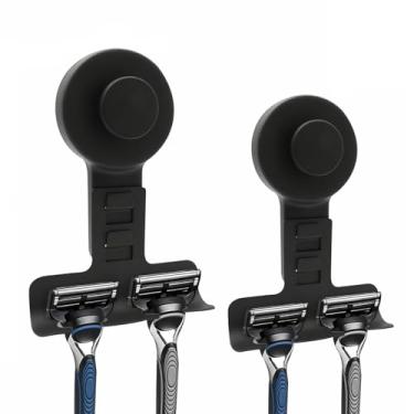 Imagem de Tyothimm Suporte de lâmina com ventosa para chuveiro, reutilizável de aço inoxidável 304, ganchos de lâmina para toalha, bucha, barbeador, instalação sem perfuração e removível (pacote com 2