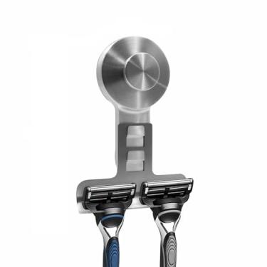 Imagem de Tyothimm Suporte de lâmina com ventosa para chuveiro, reutilizável de aço inoxidável 304, ganchos de lâmina para toalha, bucha, barbeador, instalação sem perfuração e removível (1 pacote