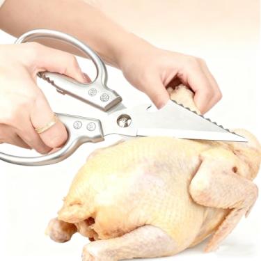 Imagem de Tesouras de cozinha multifuncionais, tesouras de aves pesadas, com alças antiderrapantes e trava de segurança, multiuso para peixes, legumes, frutas (caixa)
