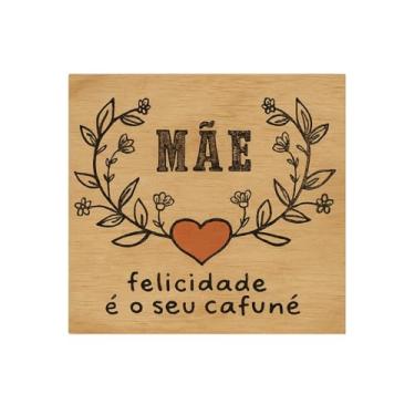 Imagem de Quadrinho Decorativo de Madeira, Natural Madeira com Detalhes em Preto e Vermelho, Compensado Naval, 19x19x1 cm, Tema Amor, Formato Quadrado com Coração