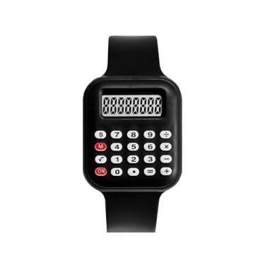 Imagem de Relógio de pulso digital: calculadora multifuncional, calculadora, função de tempo, relógio para estudantes, escritório, Natal, Preto