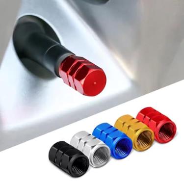 Imagem de Tampas de válvula de pneu hexagonal, capa contra poeira de liga de alumínio para carro, caminhão, motocicleta, bicicleta, tampa universal da haste da válvula Schrader (12 peças), amarelo