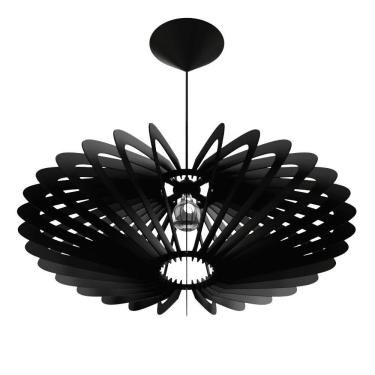 Imagem de Luminária Teto Tipo Pendente Em Mdf Mercúrio Completa - Cor:preta