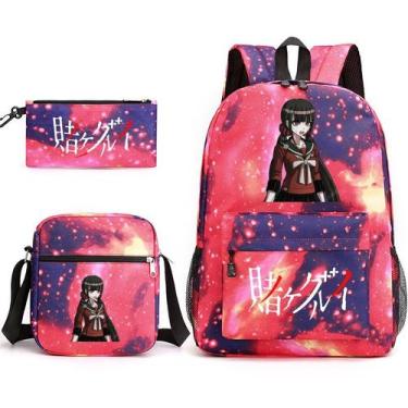 Imagem de Mochila escolar, conjunto de 3 peças de anime Kakeguruis para crianças