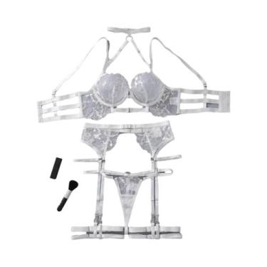 Imagem de Conjunto De Sutiã E Calcinhas Brasileiras Bordadas Sexy Para Mulheres,