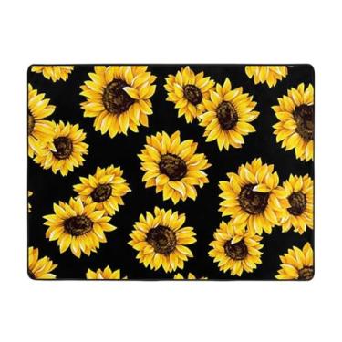 Imagem de ZERAOKE Tapete de área de girassol 48 x 63 polegadas, lavável na máquina com suporte antiderrapante, tapetes macios para sala de estar, quarto, entrada, quarto de crianças, decoração de casa