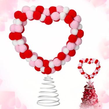 Imagem de Sotiff Enfeite de árvore de pompom de coração de 25,4 cm para o dia dos namorados, enfeite de amor, bola de feltro de lã vermelha e rosa, decoração dupla face para dia dos namorados, Natal, férias