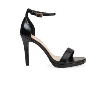 Imagem de Sandália Salto Fino Bebecê com Tira Frontal e Tornozeleira, Preto, 36