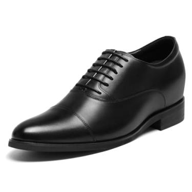 Imagem de CHAMARIPA Sapatos Oxford Derby Elevator masculinos: aumento de altura invisível | Palmilha de elevação personalizada embutida | Pele de bezerro respirável para uso o dia todo | Negócios formais e