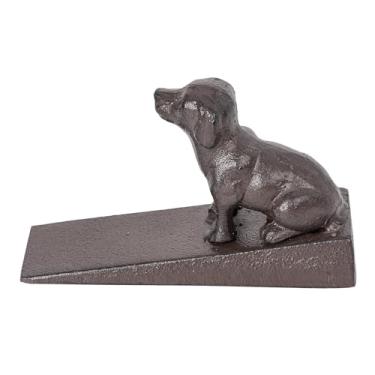 Imagem de Sungmor Batentes de porta para cães de ferro fundido resistente | Estátua decorativa de animal fofo cunha de batente de porta de metal com tapete antiderrapante | Suporte de porta à prova de vento