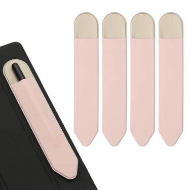 Imagem de PATIKIL Suporte de lápis para caneta, 4 peças, estojo elástico adesivo para caneta, bolsa, bolso elástico, acessórios para tablet, notebook, atividades ao ar livre, ouro rosa