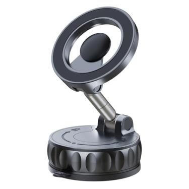 Imagem de Suporte de telefone para carro com sucção a vácuo forte com trava giratória e ímã de anel duplo N52 – Suporte universal giratório de 360° para painel/para-brisa para iPhone e Android, almofada adesiva