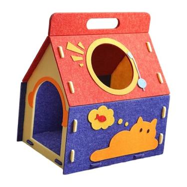 Imagem de Ｂｅｓｇａ Casinha de feltro para gatos, abrigo, para uso interno, fácil de montar, espaçosa, com alça, ideal para brincar e descansar, esconderijo e, Style a