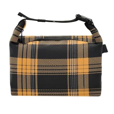 Imagem de STAYTOP Lancheira laranja preta com padrão quadriculado com fivela, lancheira isolada para meninos e meninas, lancheira térmica para trabalho escolar