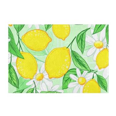 Imagem de Burbuja Lemons Tapete de Banho, Tapete Absorvente Extra Macio com Base Antiderrapante para Banheiro, Banheira, Chuveiro, 41 x 61 cm