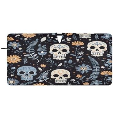 Imagem de CEBUGI Para-brisa de carro dobrável, guarda-sol com caveiras fofas para janela de carro, guarda-chuva, para-brisa frontal, para-sol para acessórios de carro, bloqueador solar refletivo de carro, M