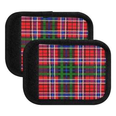 Imagem de Qilmy Elegante Buffalo Xadrez Alça de Bagagem Embalagem com 2 Identificadores de Bagagem Identificadores de Bagagem Capa de Punho Confortável para Carrinho de Bebê, Mala de Viagem Avião, Acessórios de