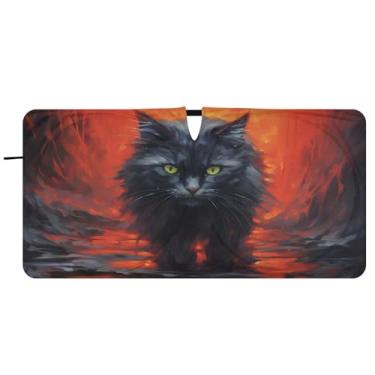 Imagem de CEBUGI Para-brisa de carro dobrável sombra de sol gato janela de carro guarda-chuva pára-brisa frontal para-sol para acessórios de carro legal carro refletor protetor solar, P