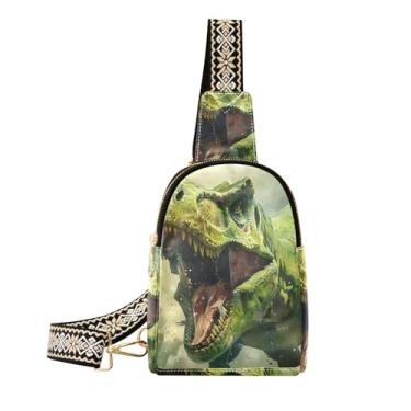 Imagem de CEBUGI Bolsa tiracolo pequena de dinossauro para mulheres, de couro, pochete transversal para trilhas, viagens ao ar livre
