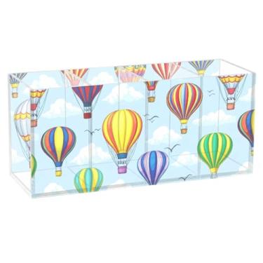 Imagem de Burbuja Balões de ar quente, suporte de caneta de acrílico, 4 compartimentos, suporte de lápis transparente para pincéis de maquiagem, acessórios de mesa de escritório em casa