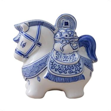 Imagem de Cofrinho de cerâmica azul e branco, cerâmica decorativa de estilo chinês, ornamento elegante para economizar dinheiro