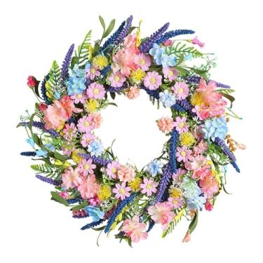 Imagem de Generic Guirlanda de Primavera/Verão para Porta de Entrada com Flores Artificiais Coloridas de 45cm para Sala de Estar