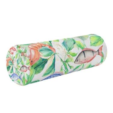 Imagem de Burbuja Almofada redonda cilíndrica de plantas de peixe para alívio da dor no pescoço, almofada de viagem cervical de espuma viscoelástica com capa lavável removível para cama, cabeça e pernas