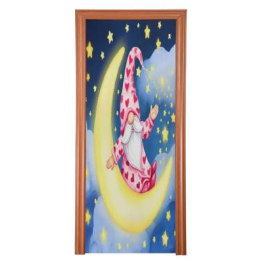 Imagem de Qilmy Decoração de capa de porta de gnomos de Natal 91 x 248 cm tecido grande para decoração de festas de fim de ano placa para porta da frente varanda decoração externa janela parede 158