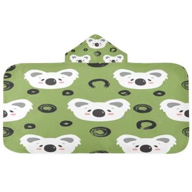 Imagem de CEBUGI Linda toalha de banho com capuz de coalas brancas para crianças toalha de banho macia absorvente com capuz 127 x 59,7 cm toalha de banho de praia para meninos e meninas