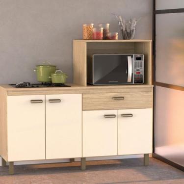 Imagem de Balcão Cooktop e Forno Micro-ondas 4 Portas e 1 Gaveta - REGALE MÓVEIS