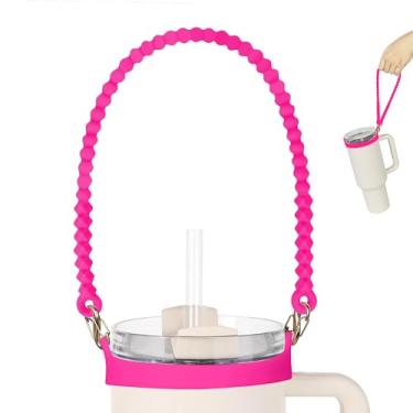 Imagem de VIKIZUES Alça Para Garrafa De Água - Suporte Silicone Macio, Tipoia, Cordão, Com Alça, Serve Na Maioria Das Garrafas 8 A 40 Onças, Acessórios Compatíveis Copos Stanley (Rosa)