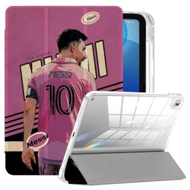 Imagem de ZERMU Capa para iPad 9ª/8ª/7ª geração de 10,2 polegadas, capa traseira rígida transparente Mess%i Argentina #10 Miam%i Soccer capa à prova de choque [hibernar/despertar automático] com suporte para