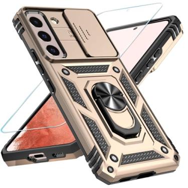 Imagem de SunStory Capa de celular para Samsung Galaxy S22 Plus 5G com protetor de tela HD e capa de câmera deslizante e suporte de anel girado, [grau militar] [2 em 1] capa de telefone para Galaxy S22 Plus de
